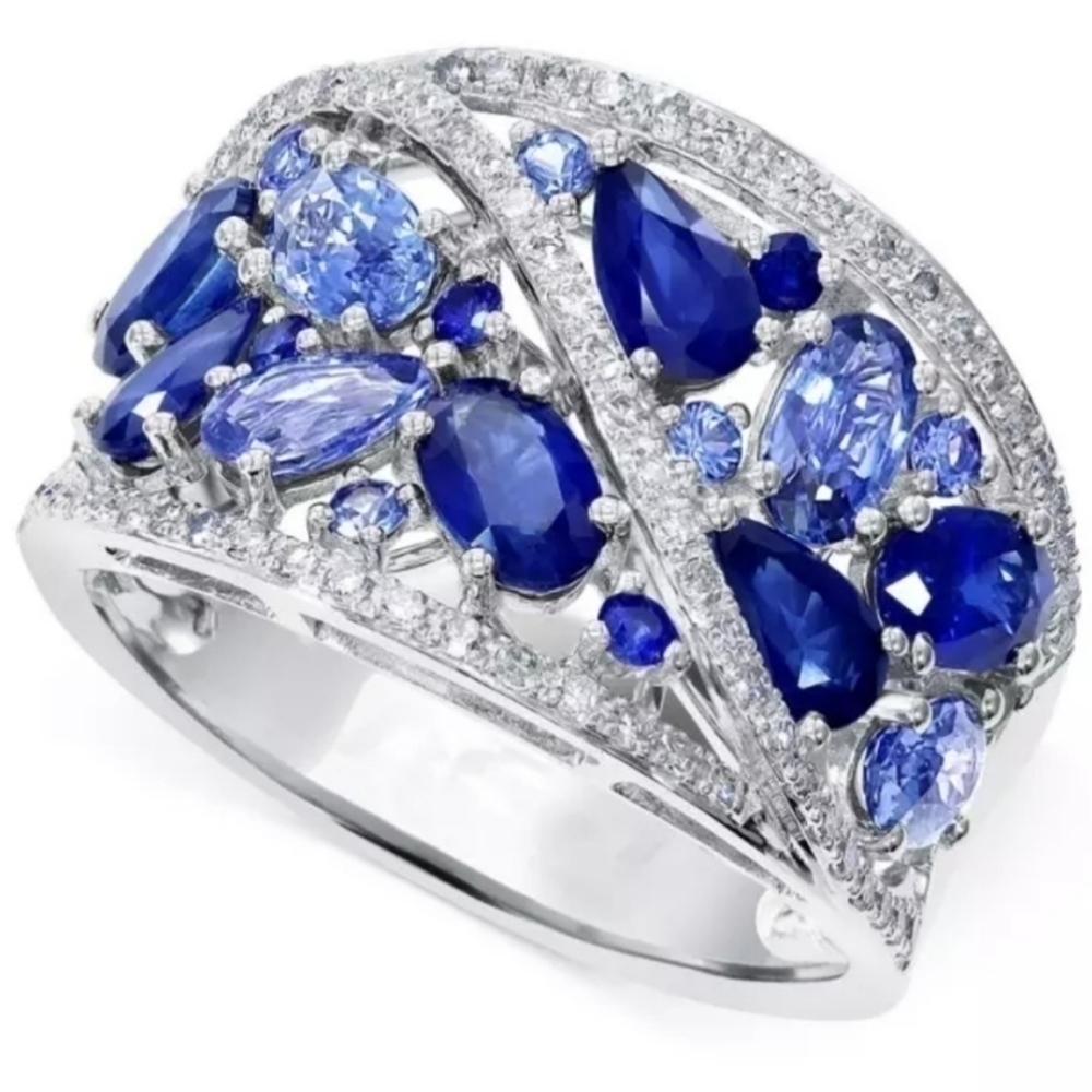 NEW 925 Royal Blue Sapphire Ring
